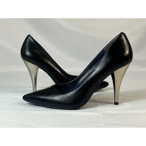 Kenneth Cole Silver Edition 925 Silver Belle Black Stiletto Leather 4" Heel 7.5